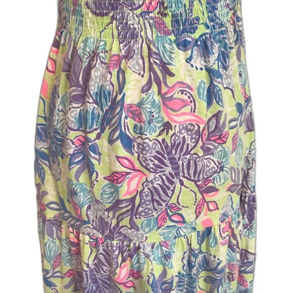 Lilly Pulitzer Jilly Smocked Midi Dress Woman Size XS Dew Drop Stay Fly Smocked - Picture 9 of 14